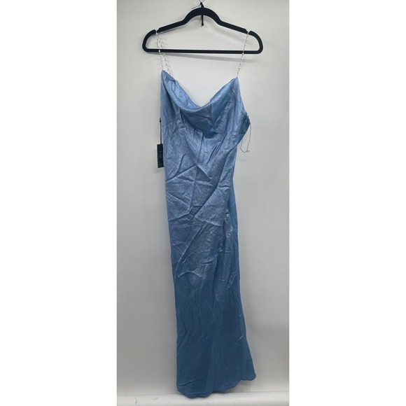 Liv Foster Dresses & Skirts - Liv Foster Lola Foiled Gown Dress Women's 10 Azure Blue Open Back Cowl Neck NWT‎